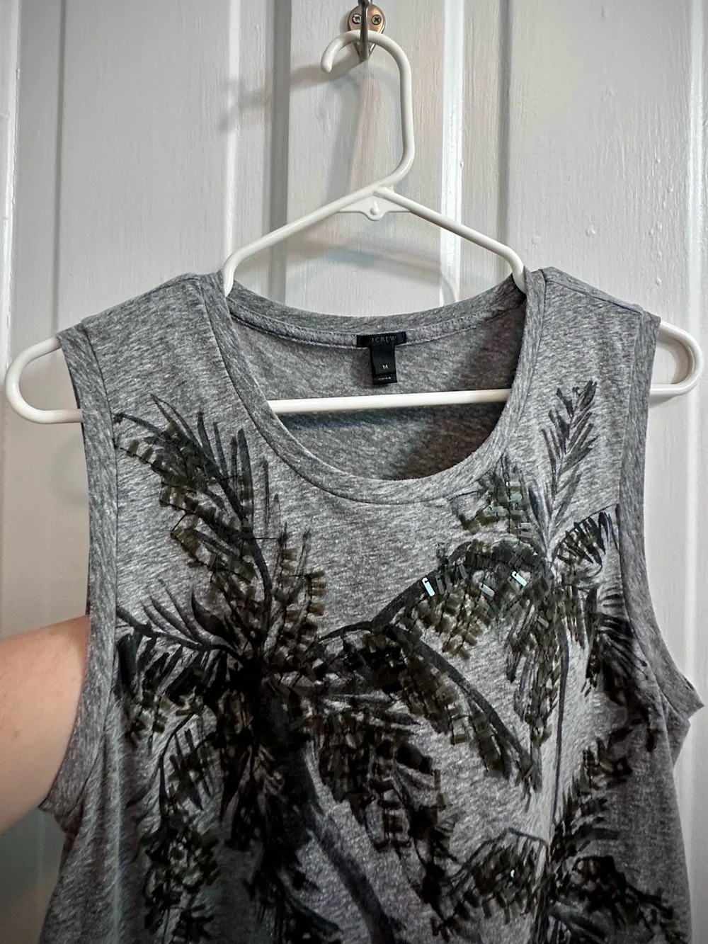 🌴J. Crew Sequin Palm Tree Muscle Tank (Medium) in Like New Condition!